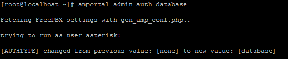AMPORTAL per FreePBX - admin auth_database
