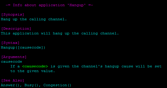 Dialplan di Asterisk: application Hangup Dialplan di Asterisk: application Hangup