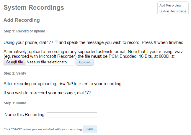 FreePBX system recording *77