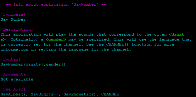 Dialplan di Asterisk: application SayNumber