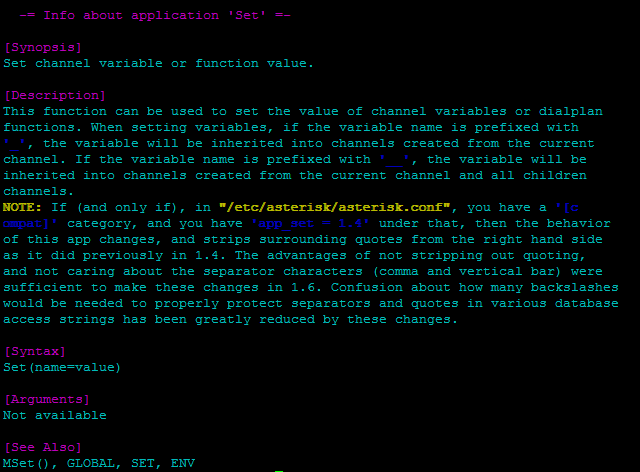 Dialplan di Asterisk: application Set