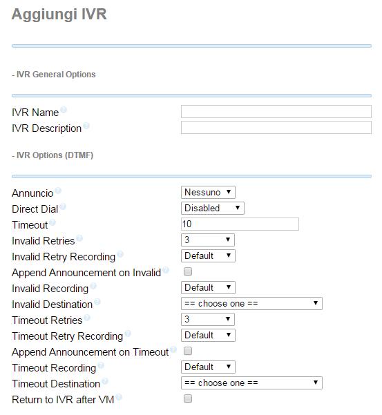 IVR su FreePBX sezione generale